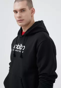 adidas bluza barbati, culoarea negru, cu gluga, cu imprimeu imagine