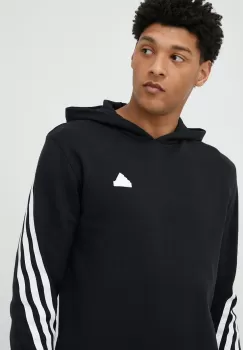 Adidas bluza barbati, culoarea negru, cu gluga, cu imprimeu imagine