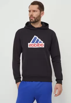 adidas bluza barbati, culoarea negru, cu gluga, cu imprimeu, IS3233 imagine