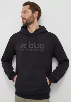 adidas bluza barbati, culoarea negru, cu gluga, cu imprimeu, IW1202 imagine