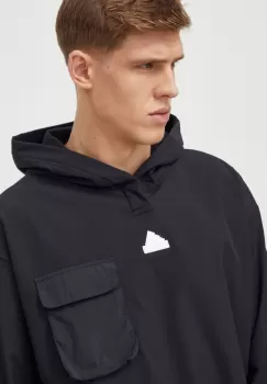 adidas bluza barbati, culoarea negru, cu gluga, neted imagine