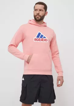 adidas bluza barbati, culoarea roz, cu gluga, cu imprimeu, IS9597 imagine