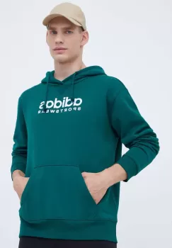adidas bluza barbati, culoarea verde, cu gluga, cu imprimeu imagine