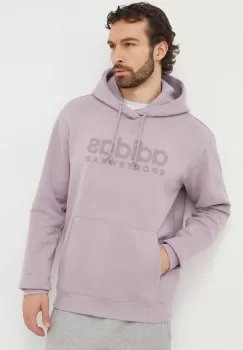 adidas bluza barbati, culoarea violet, cu gluga, cu imprimeu imagine
