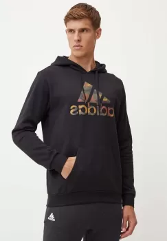 adidas bluza Camo barbati, culoarea negru, cu gluga, cu imprimeu, IW2678 imagine