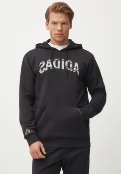 adidas bluza Camo barbati, culoarea negru, cu gluga, cu imprimeu, JI6767 imagine
