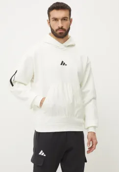 adidas bluza City Escape barbati, culoarea bej, cu gluga, cu imprimeu, JF3276 imagine