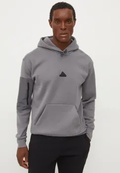 adidas bluza City Escape barbati, culoarea gri, cu gluga, neted, IY1518 imagine