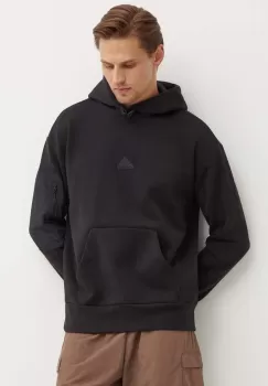 adidas bluza City Escape barbati, culoarea negru, cu gluga, neted, IY1501 imagine