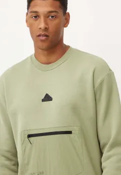 adidas bluza City Escape barbati, culoarea verde, neted, IY1524 imagine