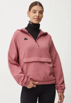 adidas bluza City Escape femei, culoarea roz, cu gluga, cu imprimeu, IW5217 imagine