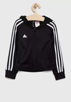 Adidas bluza copii culoarea negru, cu gluga, cu imprimeu imagine