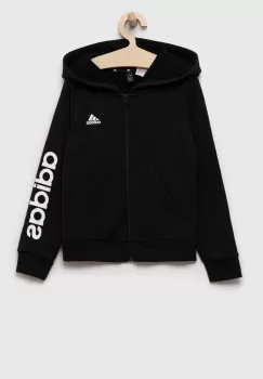 adidas bluza copii culoarea negru, cu gluga, cu imprimeu imagine