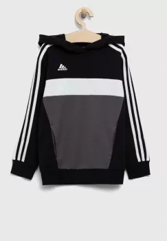 adidas bluza copii culoarea negru, cu gluga, modelator imagine