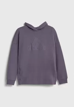 adidas bluza copii culoarea violet, cu gluga, cu imprimeu imagine