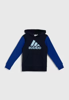 adidas bluza copii J BL CB HD culoarea albastru marin, cu gluga, cu imprimeu, IX9511 imagine