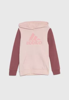 adidas bluza copii J BL CB HD culoarea roz, cu gluga, cu imprimeu, IX9512 imagine