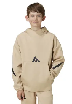 adidas bluza copii J Z.N.E. HD culoarea maro, cu gluga, cu imprimeu, JF2490 imagine