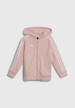 adidas bluza copii LK 3S FL FZ HD culoarea roz, cu gluga, modelator, IX7354 imagine