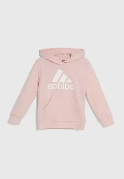 adidas bluza copii LK BL FT HD culoarea bej, cu gluga, cu imprimeu, IV7442 imagine