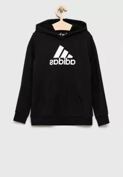 adidas bluza copii U BL culoarea negru, cu gluga, modelator imagine