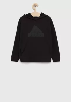 adidas bluza copii U FI LOGO culoarea negru, cu gluga, cu imprimeu imagine