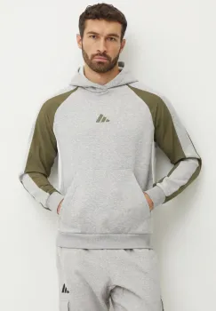 adidas bluza Essential Colorblock barbati, culoarea gri, cu gluga, modelator, JC6185 imagine