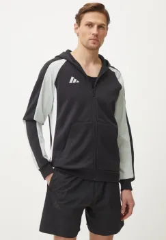 adidas bluza Essential Colorblock barbati, culoarea negru, cu gluga, modelator, JD8067 imagine