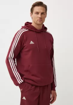 adidas bluza Essentials barbati, culoarea bordo, cu gluga, cu imprimeu, JG5949 imagine
