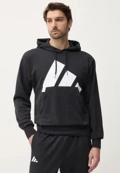 adidas bluza Essentials barbati, culoarea negru, cu gluga, cu imprimeu, IN6164 imagine