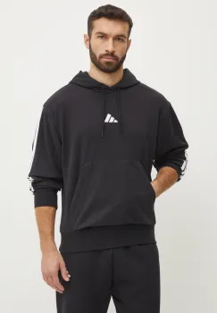 adidas bluza Essentials barbati, culoarea negru, cu gluga, cu imprimeu, JD1874 imagine