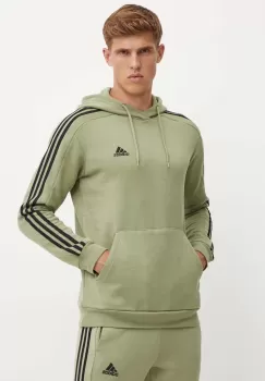 adidas bluza Essentials barbati, culoarea verde, cu gluga, cu imprimeu, JI6425 imagine
