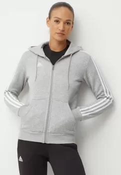 adidas bluza Essentials femei, culoarea gri, cu gluga, cu imprimeu, IM0236 imagine