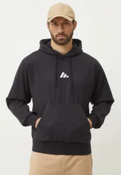 adidas bluza Feelcozy barbati, culoarea negru, cu gluga, cu imprimeu, JE3807 imagine