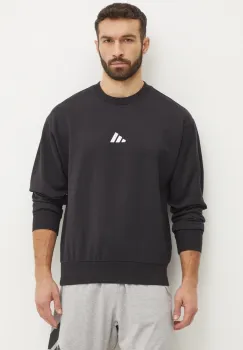adidas bluza Feelcozy barbati, culoarea negru, cu imprimeu, JE3794 imagine