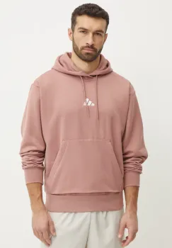 adidas bluza Feelcozy barbati, culoarea roz, cu gluga, neted, IN6069 imagine