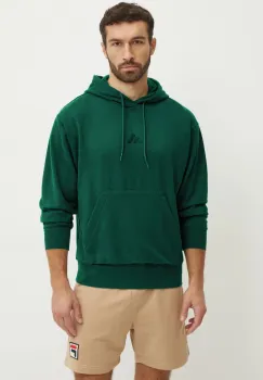 adidas bluza Feelcozy barbati, culoarea verde, cu gluga, neted, JE3802 imagine