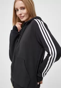 adidas bluza femei, culoarea negru, cu gluga, cu imprimeu imagine