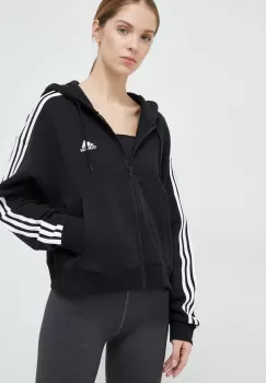 adidas bluza femei, culoarea negru, cu gluga, modelator imagine