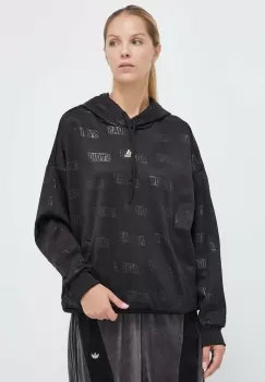 adidas bluza femei, culoarea negru, cu gluga, modelator imagine