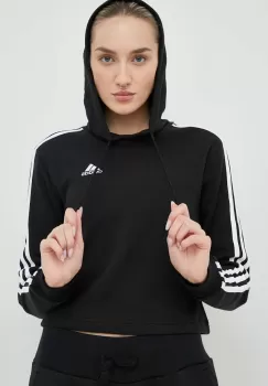 adidas bluza Femei, culoarea negru, cu gluga, modelator imagine