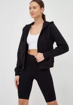 Adidas bluza femei, culoarea negru, cu gluga, neted imagine