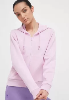 adidas bluza femei, culoarea roz, cu gluga, cu imprimeu imagine