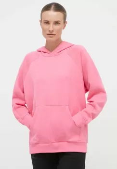 adidas bluza femei, culoarea roz, cu gluga, neted imagine