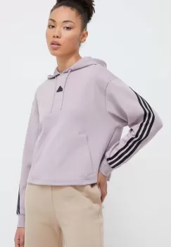 adidas bluza femei, culoarea violet, cu gluga, cu imprimeu imagine