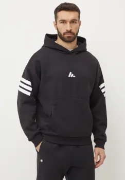adidas bluza Future Icons barbati, culoarea negru, cu gluga, cu imprimeu, JD4838 imagine