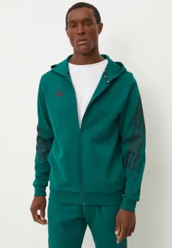 adidas bluza Future Icons barbati, culoarea verde, cu gluga, cu imprimeu, IW8531 imagine