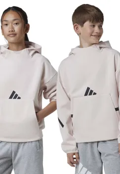 adidas bluza J Z.N.E. HD culoarea roz, cu gluga, cu imprimeu, JF2818 imagine
