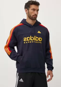 adidas bluza Tiro barbati, culoarea albastru marin, cu gluga, cu imprimeu, IY4531 imagine