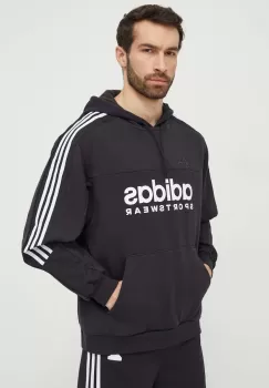 adidas bluza TIRO barbati, culoarea negru, cu gluga, cu imprimeu imagine